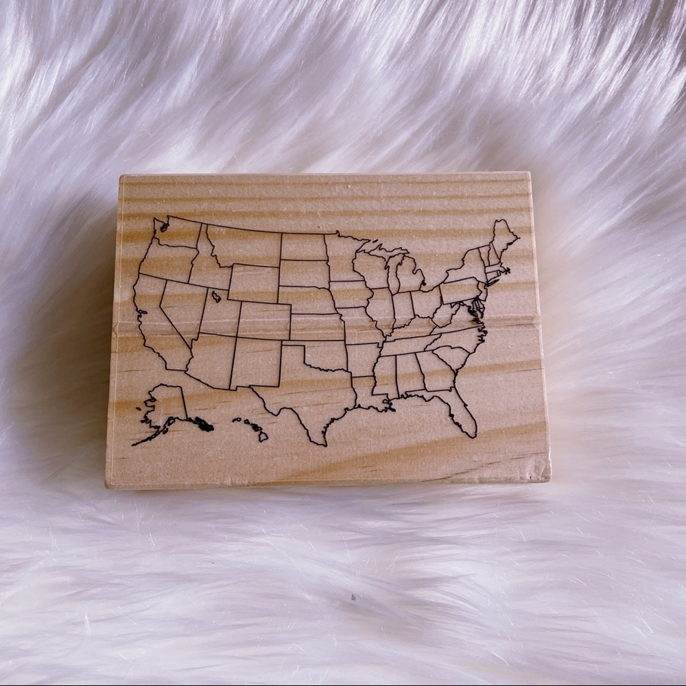 🌷3/$15 New Map of USA Wooden Stamp